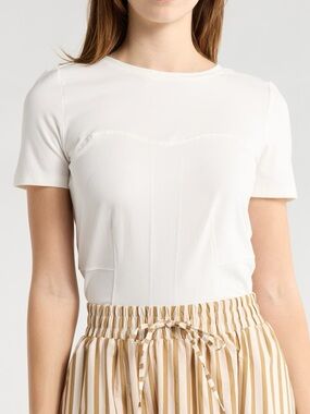 Jason Wu princess seam bodice short sleeve white tee shirt top medium